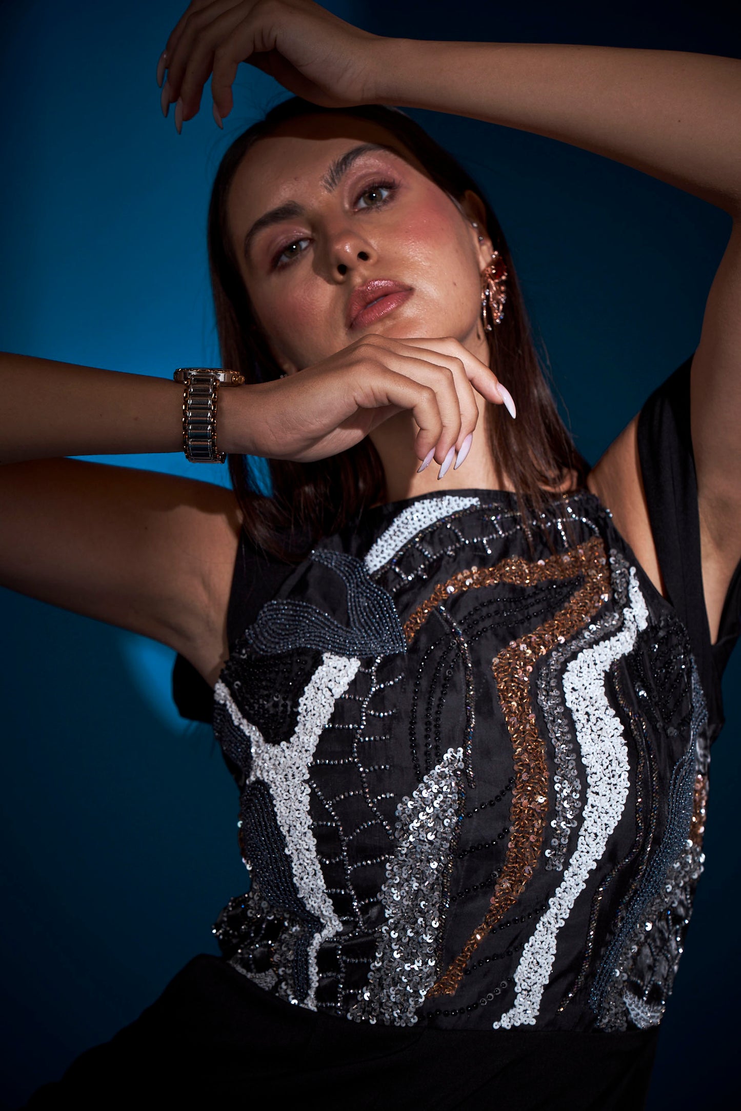 BLACK EMBELLISHED JUMPSUIT