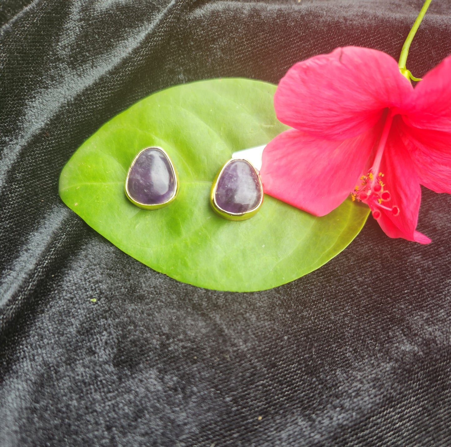 Amethyst Triangles Studs