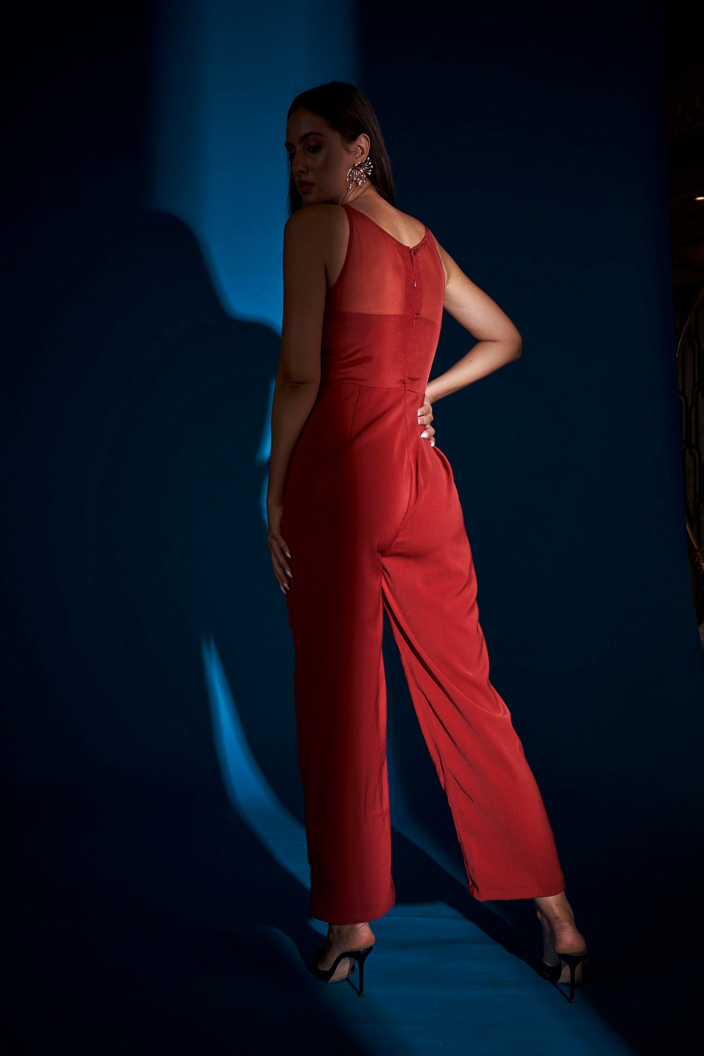 RUST EMBELLISHED JUMPSUIT
