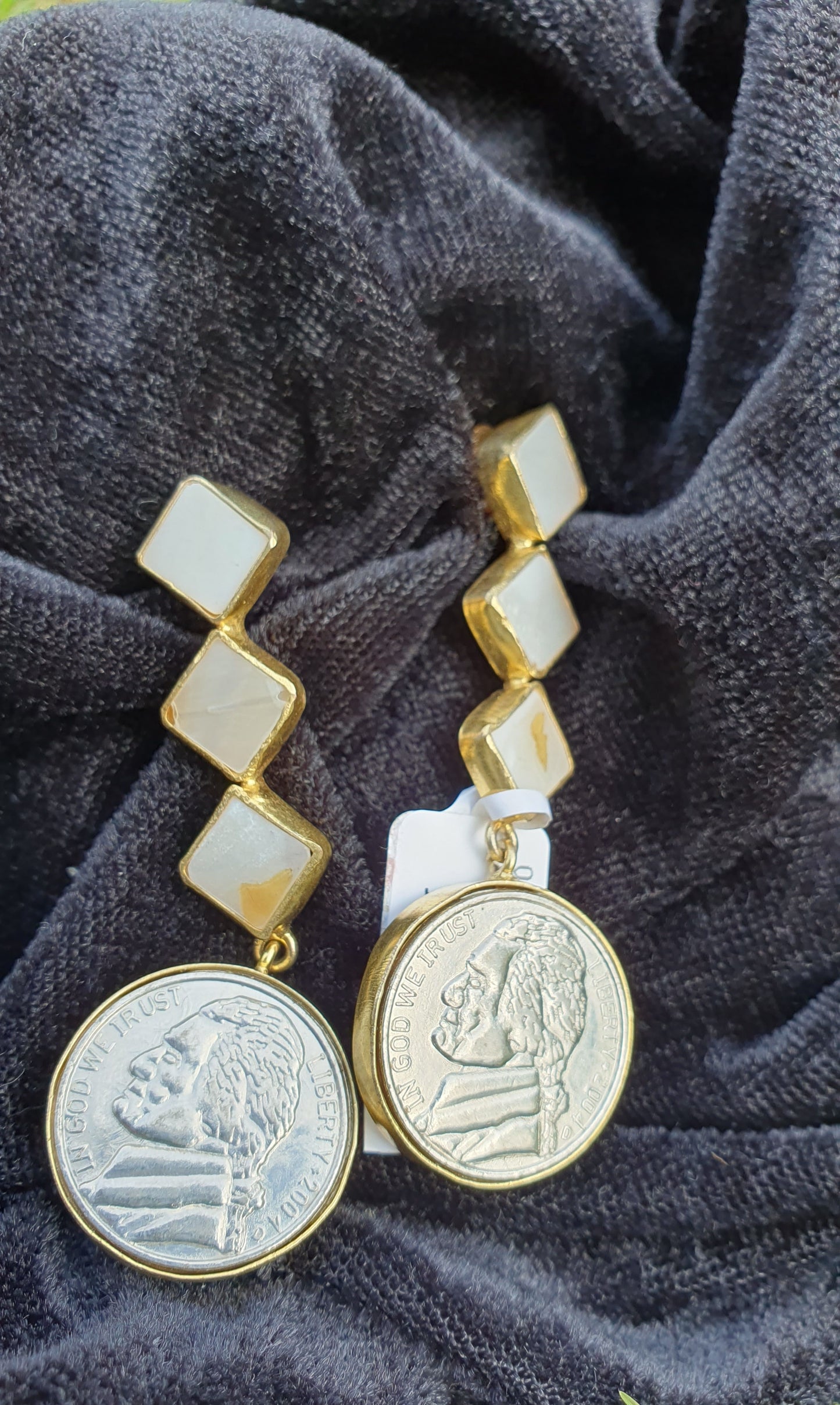 Coin Mother of Pearl Earrings