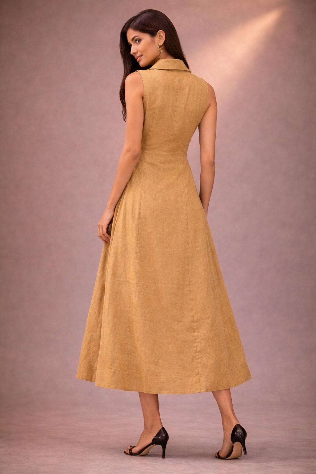 yellow long zip dress