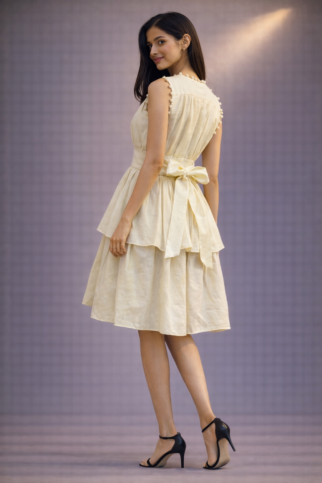 Pompom Heart Yellow Dress