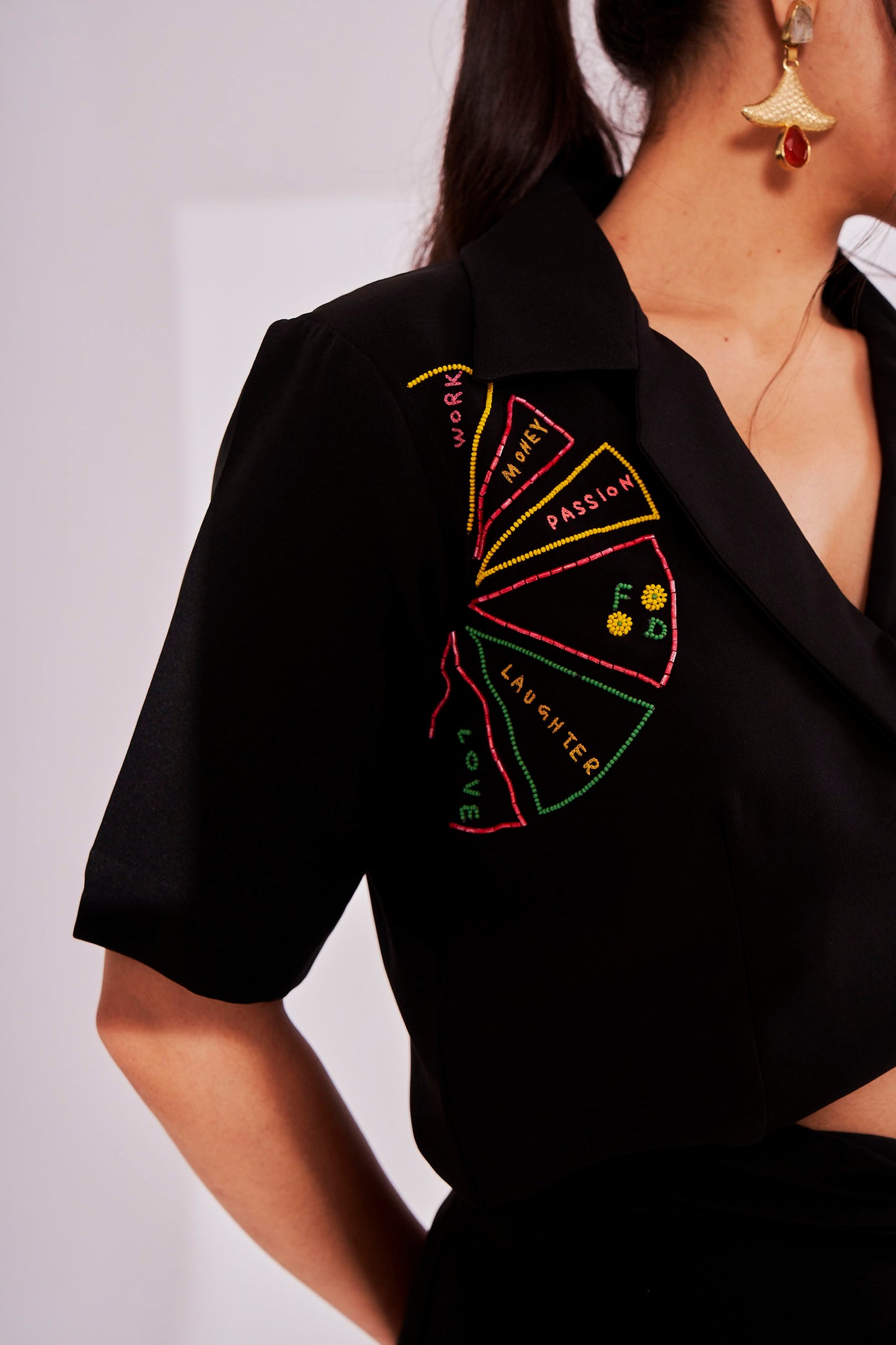 BLACK PIE CHART SKIRT SET