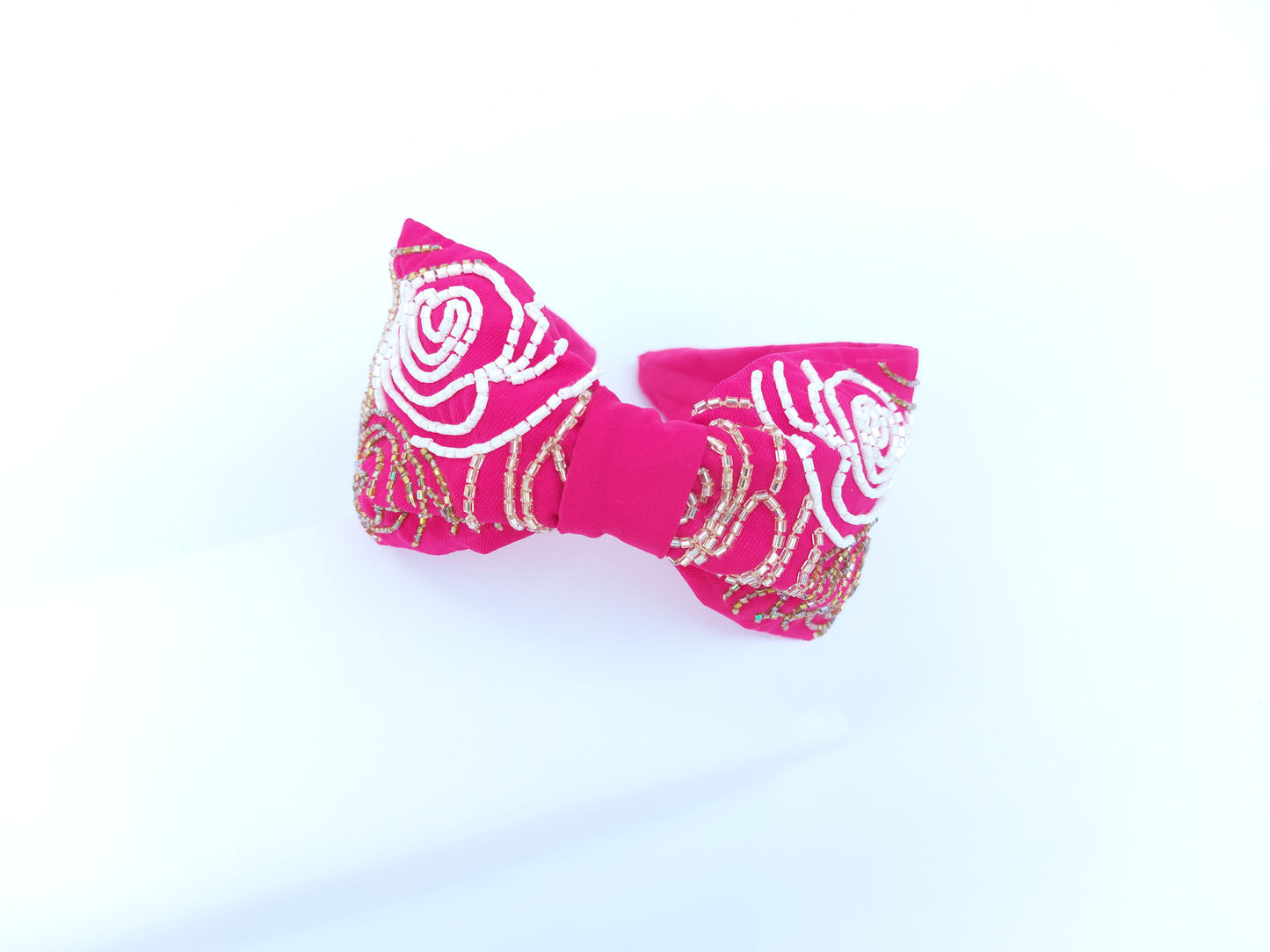 Rosette In Fuchsia Hairband Cum Bandana