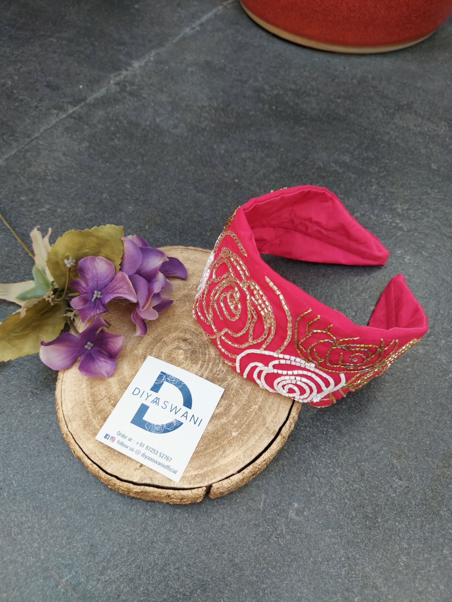 Rosette In Fuchsia Hairband Cum Bandana