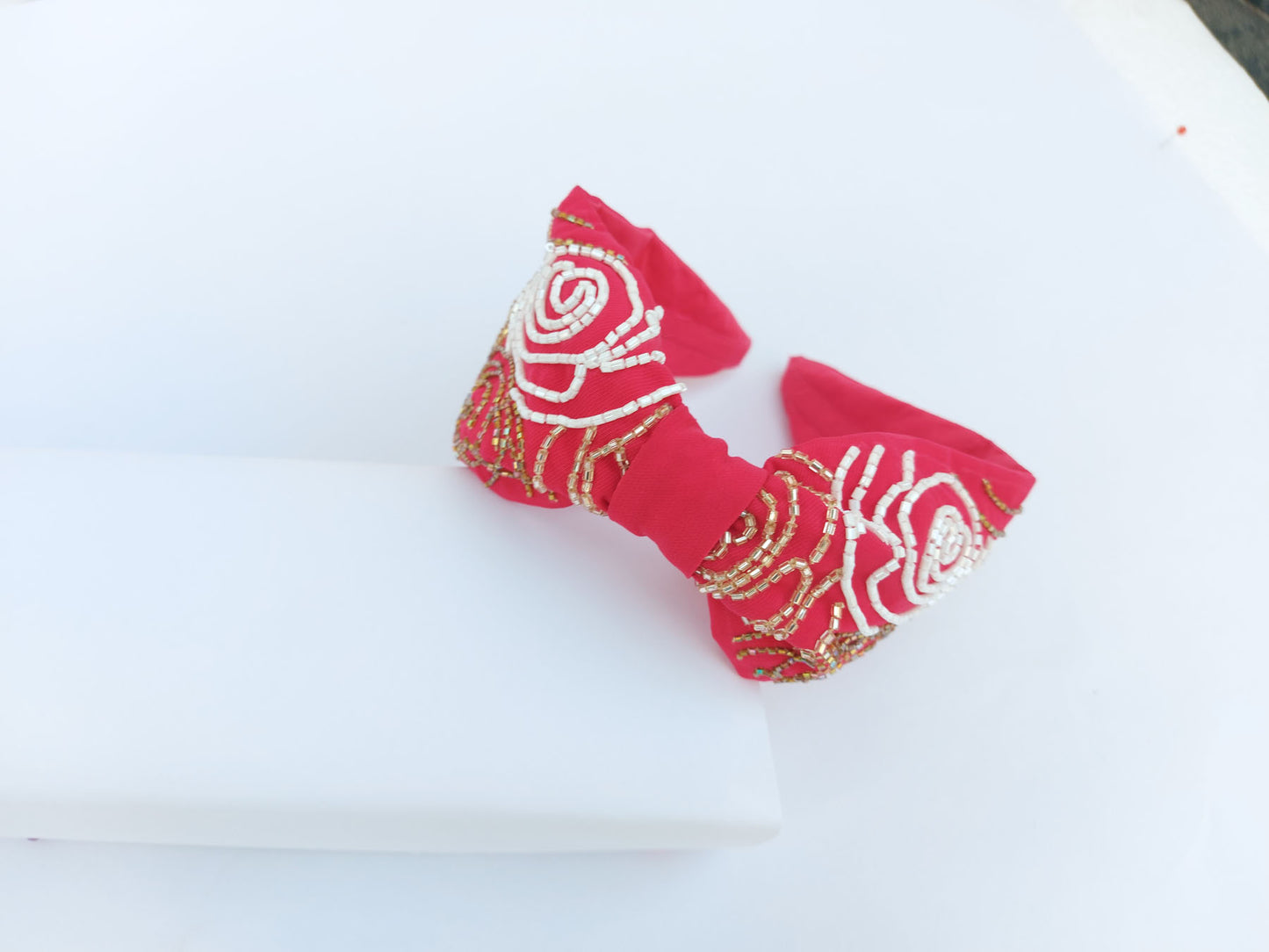 Rosette In Fuchsia Hairband Cum Bandana