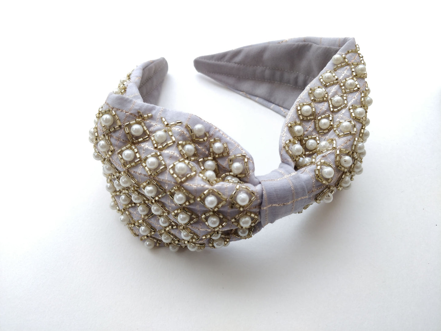 Swirl Pearl In Beige Hairband