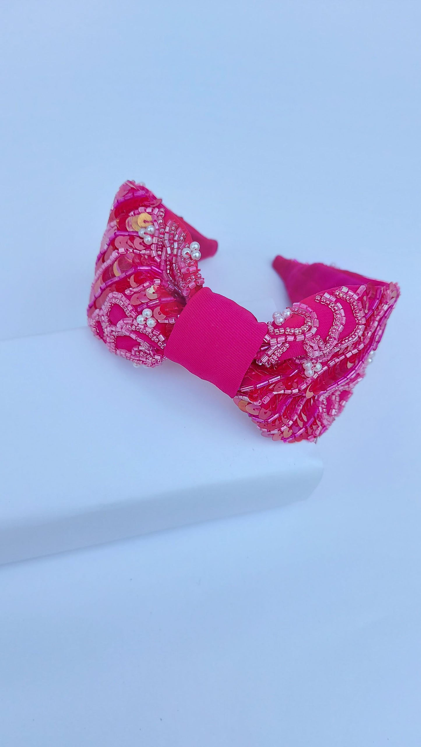 Sequined Fuchsia Hairband Cum Bandana
