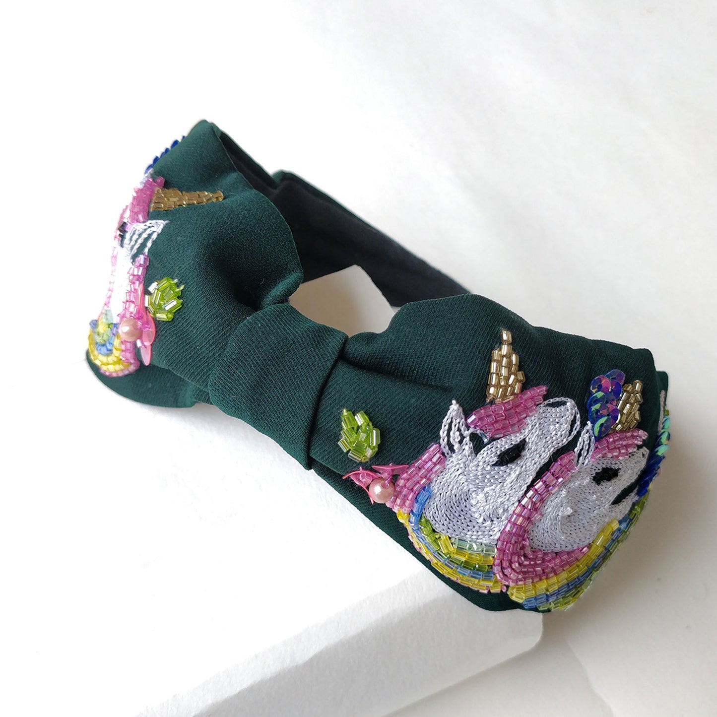 Green Double Unicorn Hairband