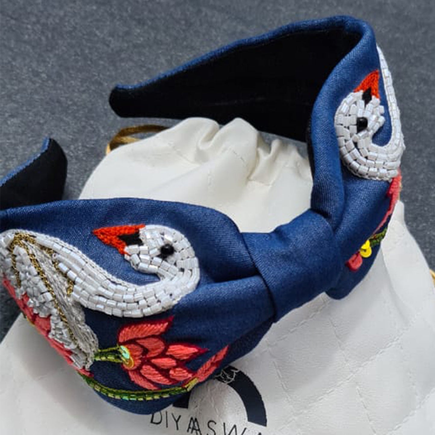 Denim Swan Hairband