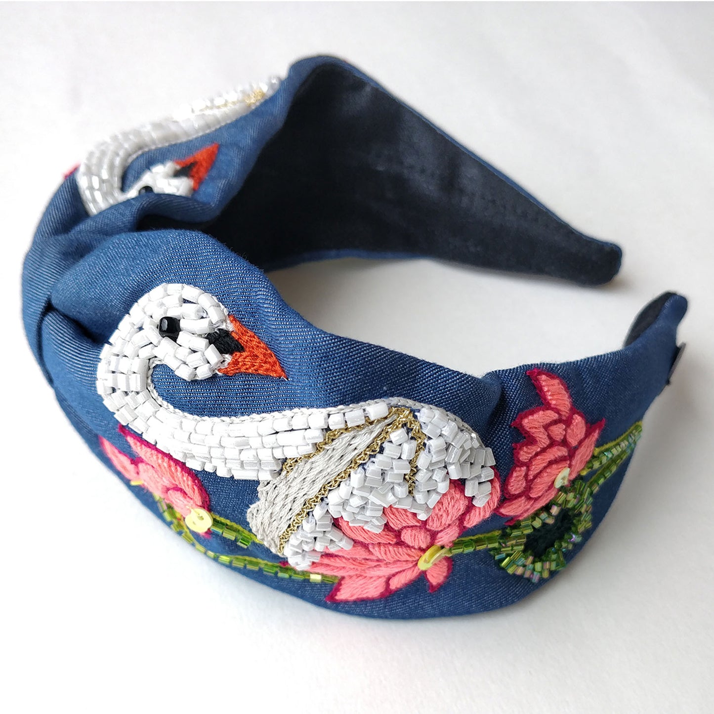 Denim Swan Hairband