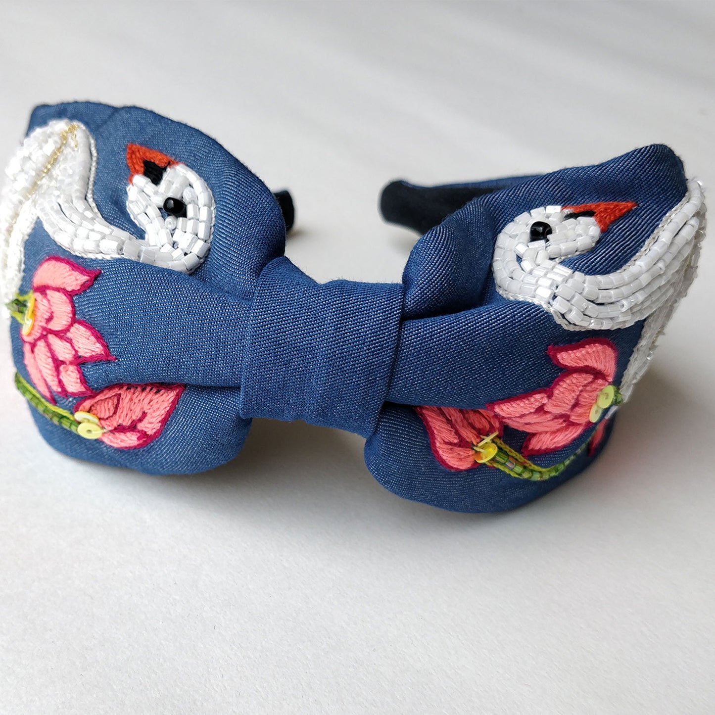 Denim Swan Hairband