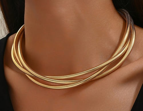 Golden Ribbed Wrap Choker
