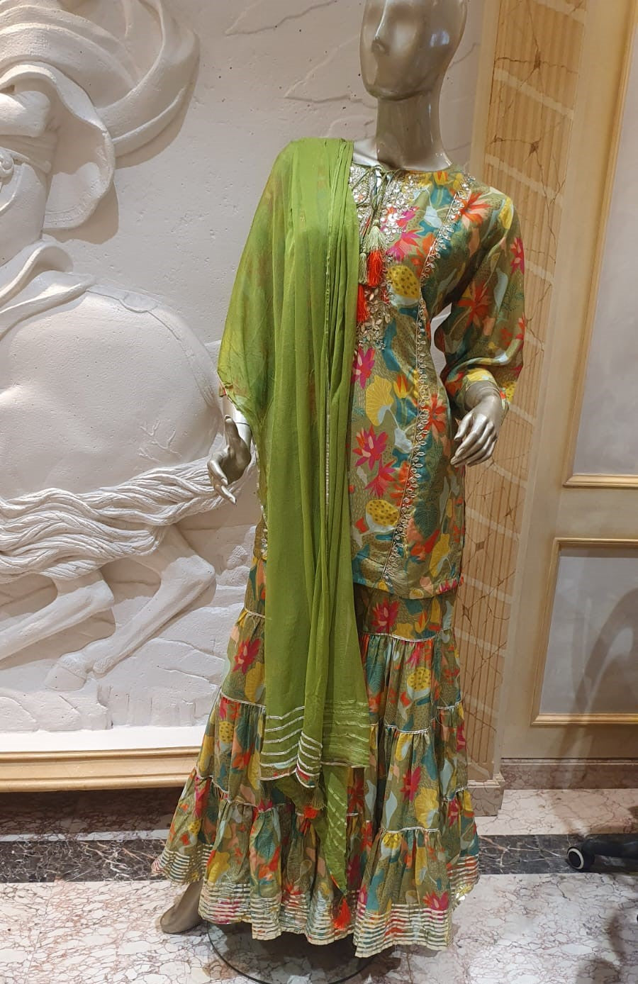 Green Sharara Set