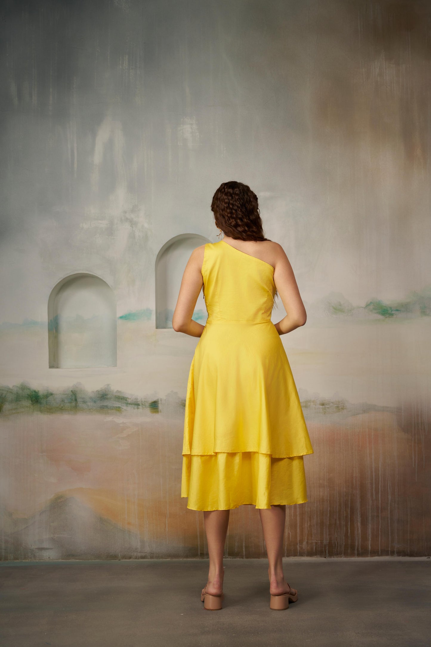 Sunny Yellow One-Shoulder Dress