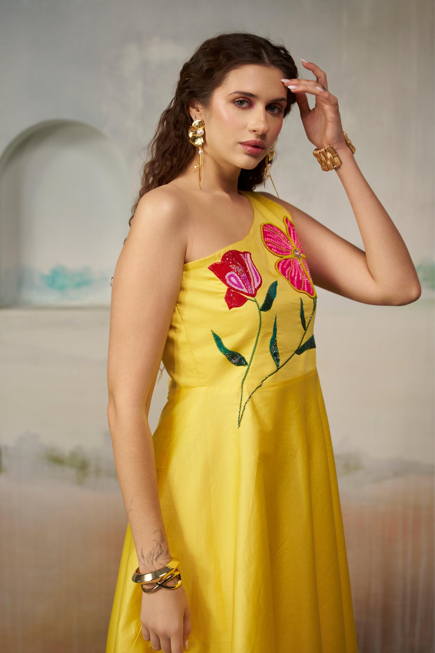 Sunny Yellow One-Shoulder Dress
