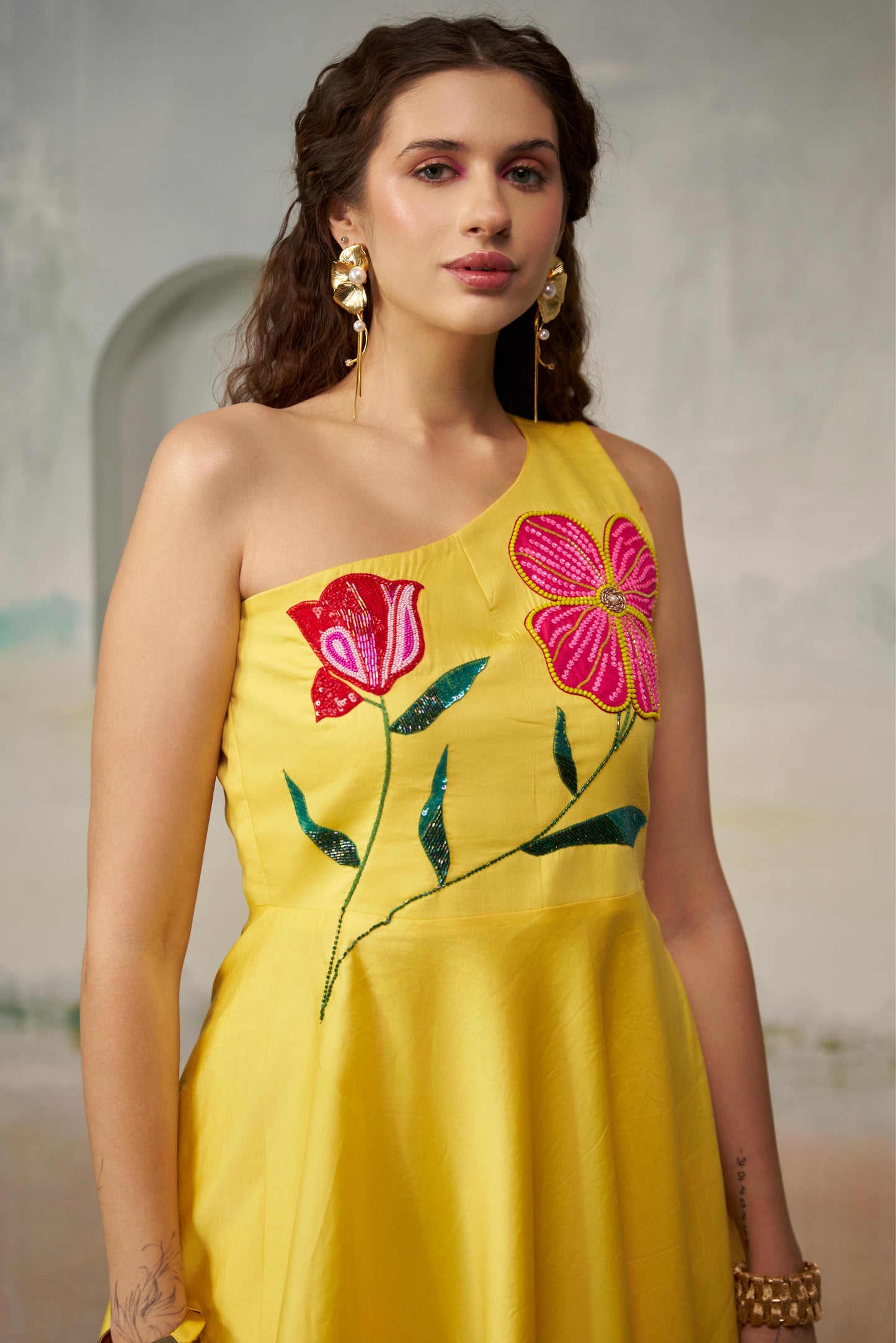 Sunny Yellow One-Shoulder Dress