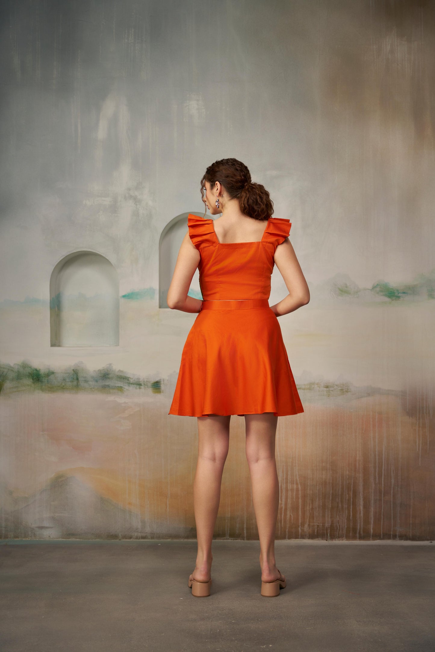 Fiery Orange Embroidered Set