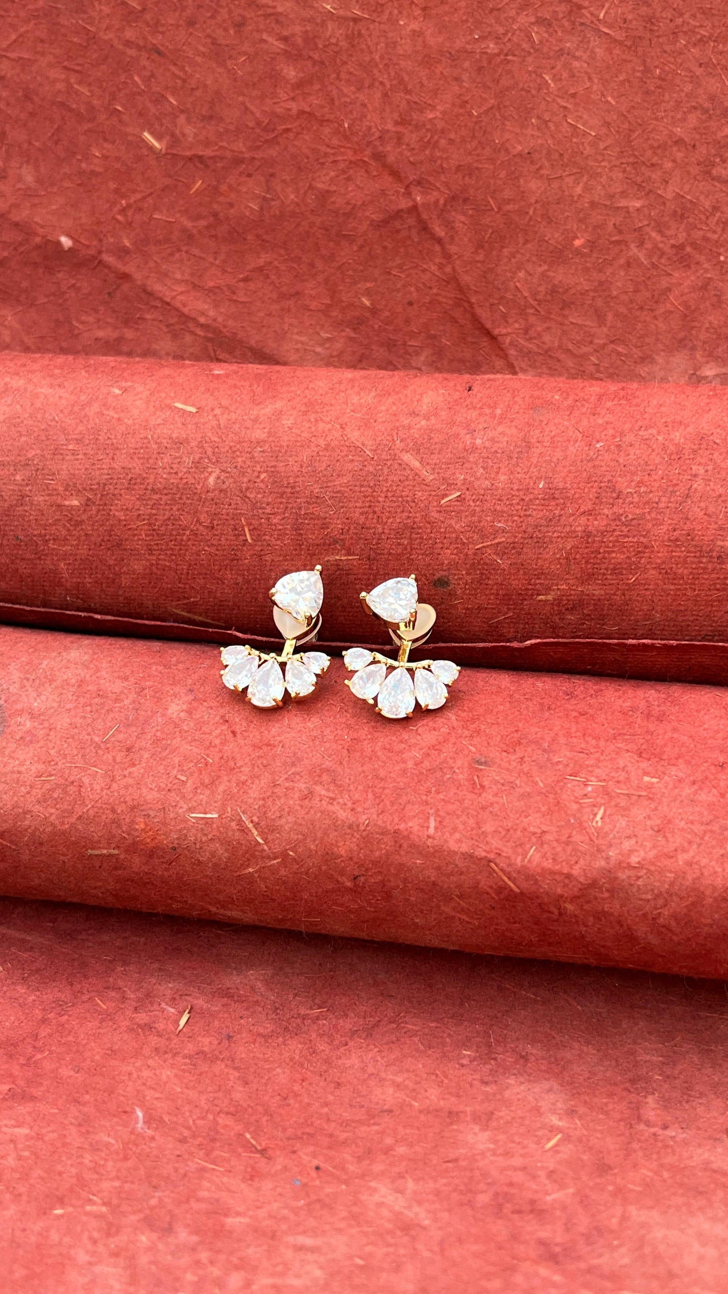 Teardrop Cluster Gold Stud Earrings