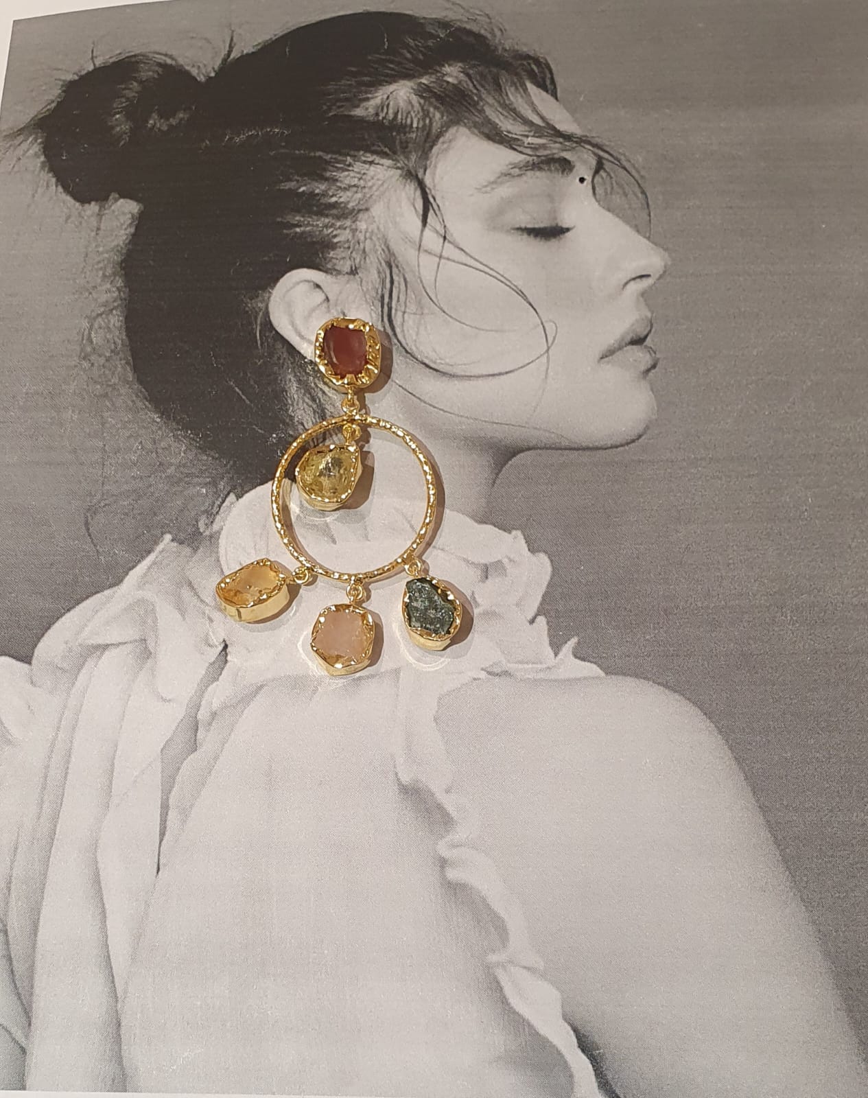 Golden Hoop Earrings with Sparkling Stones
