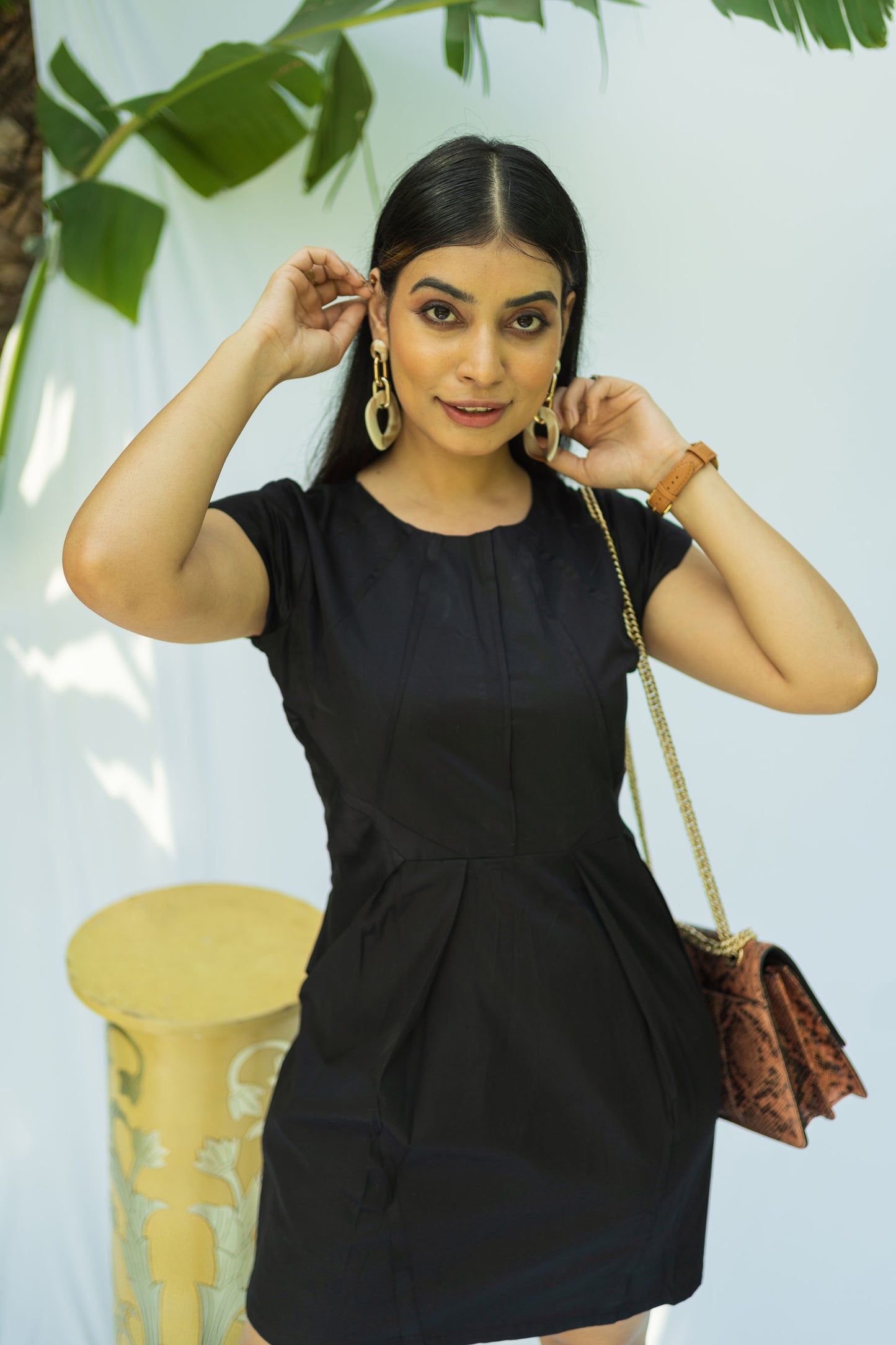 BLACK PLEATED DRESS