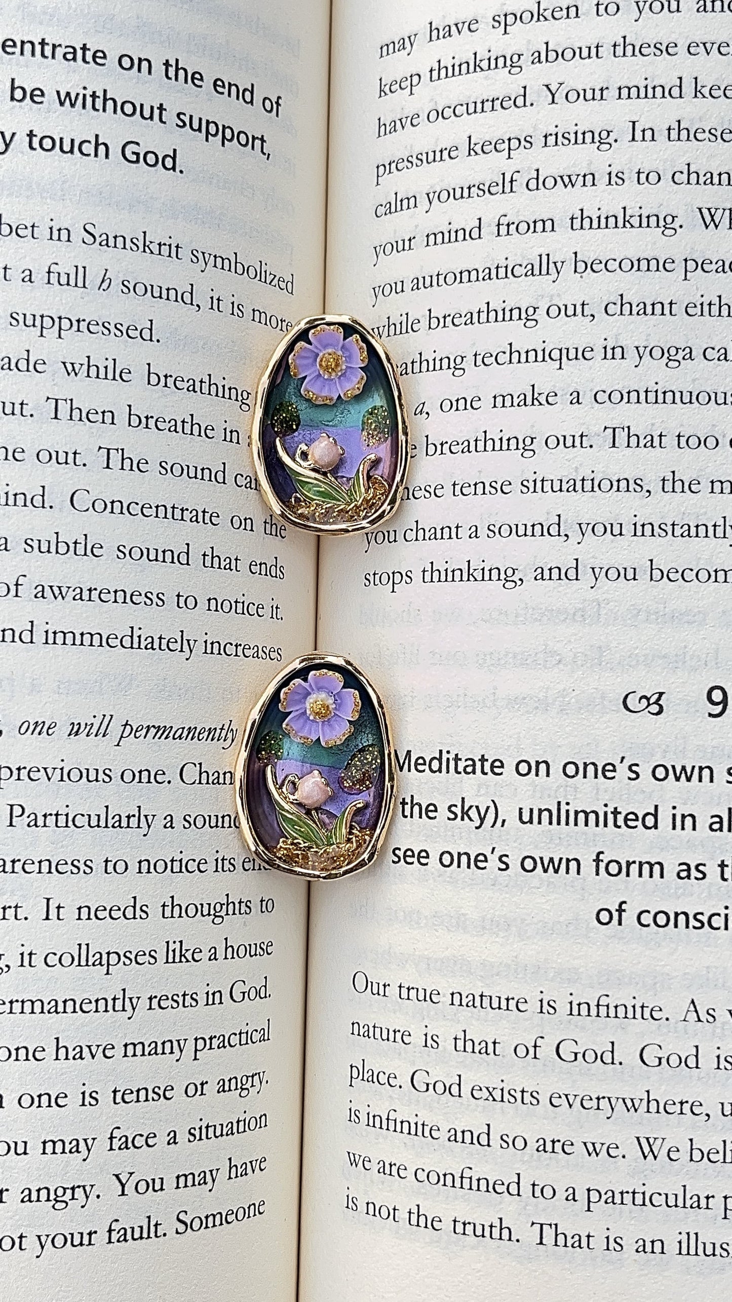 Floral Enamel Oval Earrings