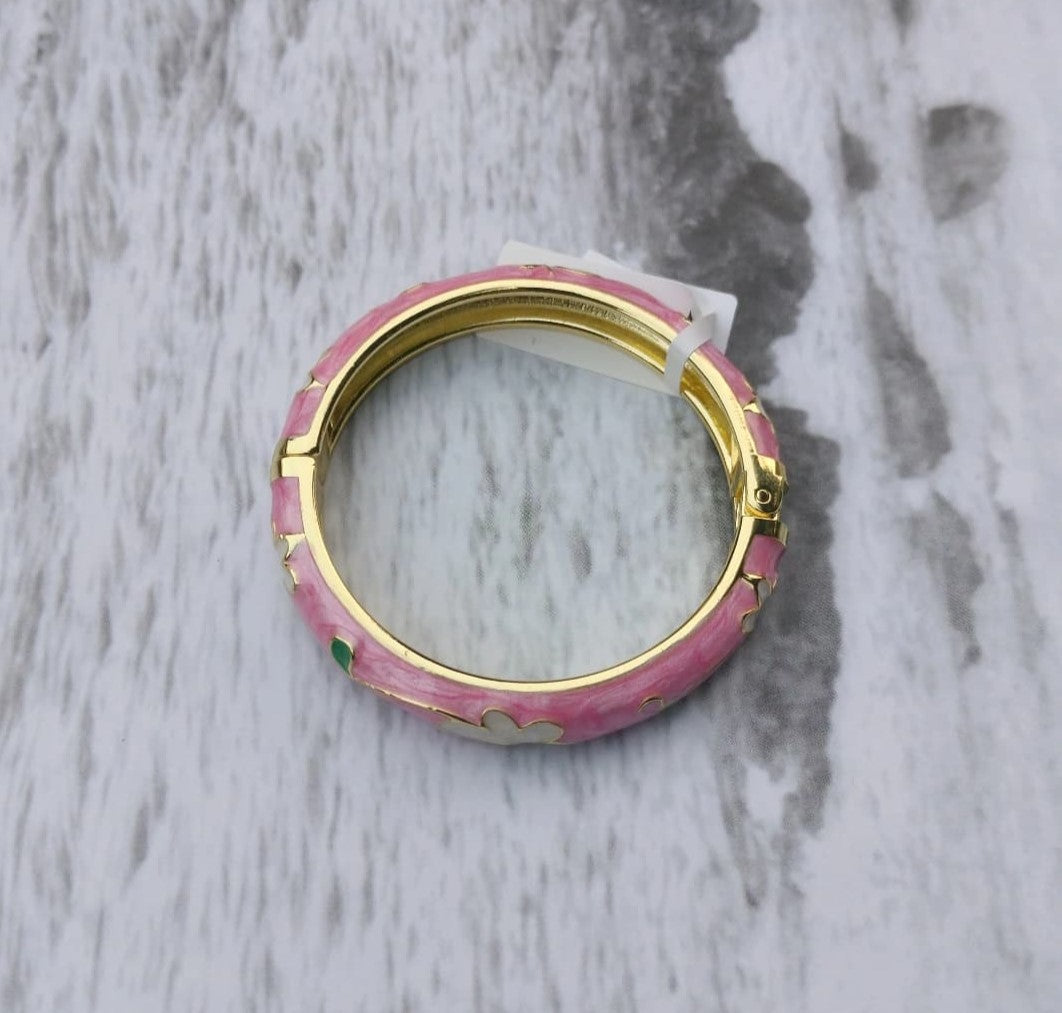 Pastel Pink Floral Hinge Bangle