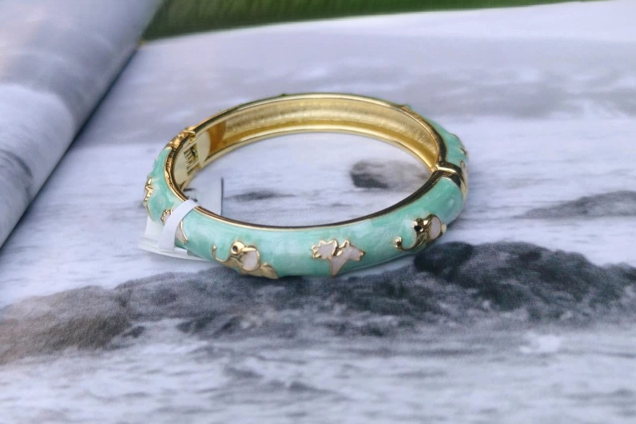 Mint Green Floral Hinge Bangle