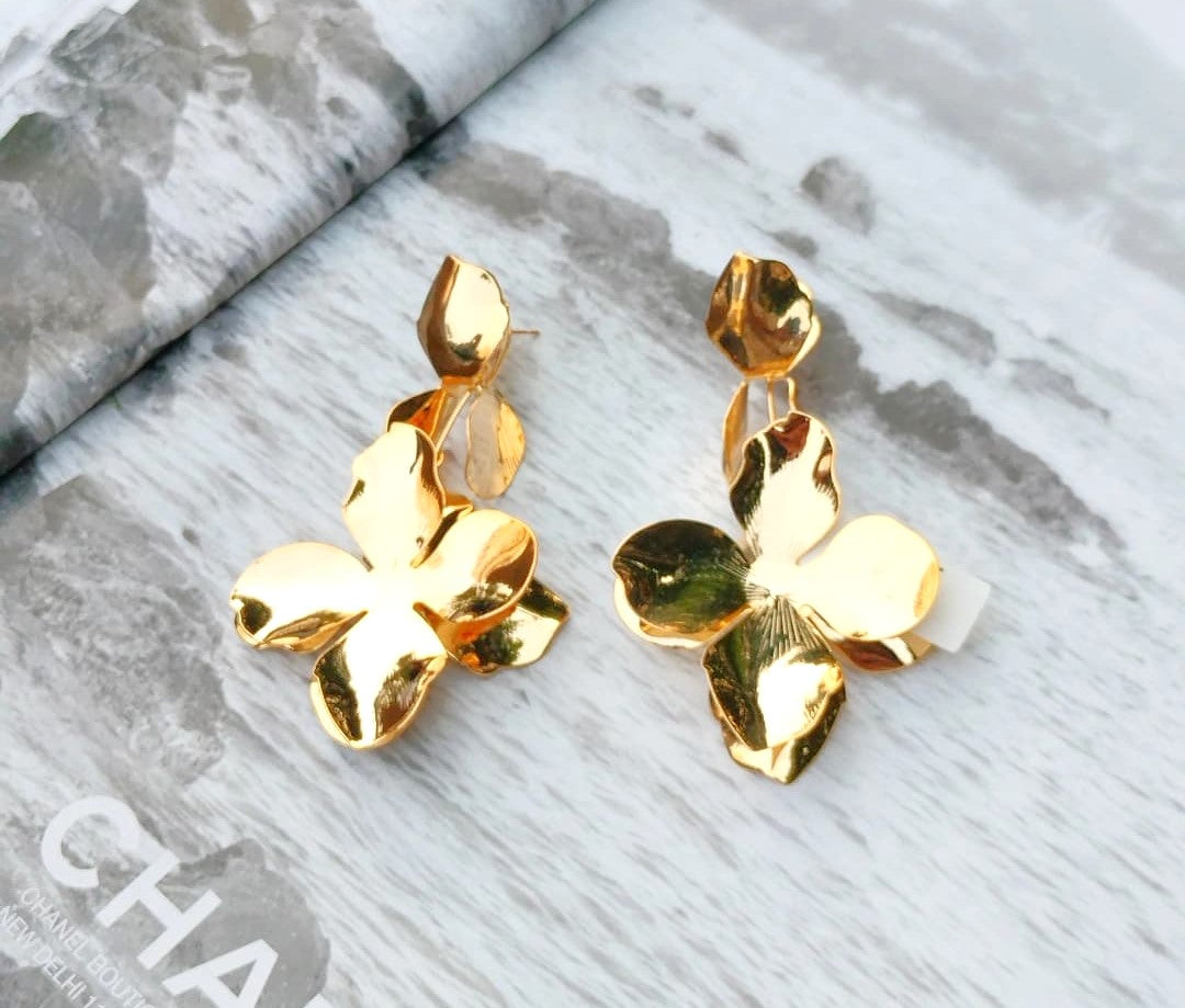 Ornate Gold Flower Earrings