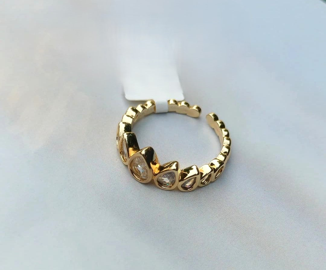 Gilded Crystal Marquise ring