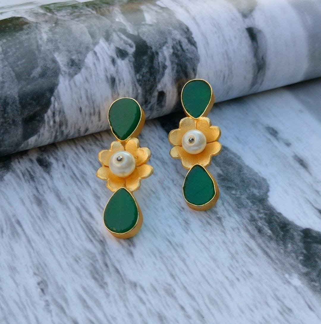 Emerald Blossom Drop Earring