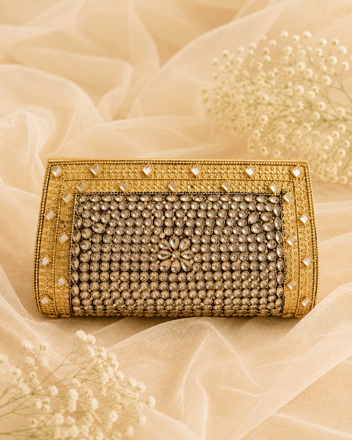 Multicolor Kundan Clutch ( Big)