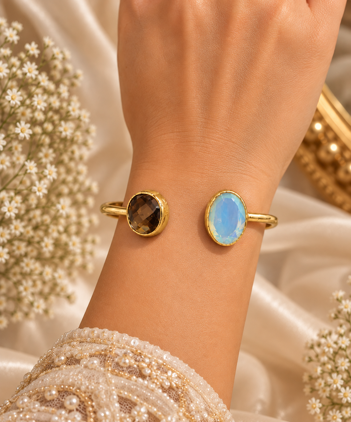 Celestial Opal & Smoky Stone Cuff