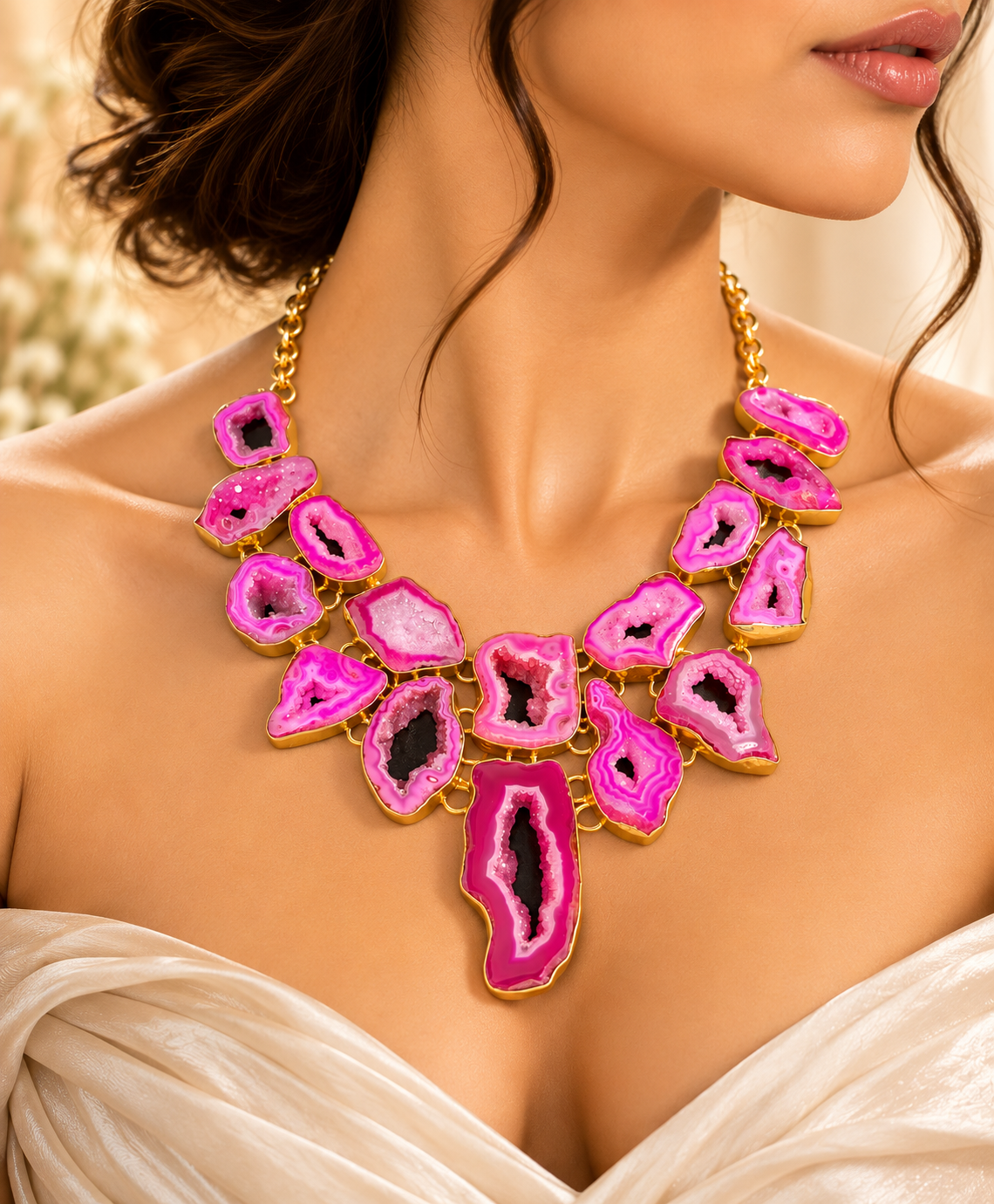 Fuchsia Royale Agate Necklace