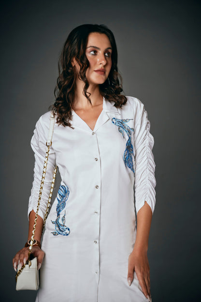 3D FISH SHIRT DRESS