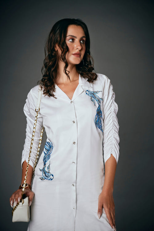 3D FISH SHIRT DRESS