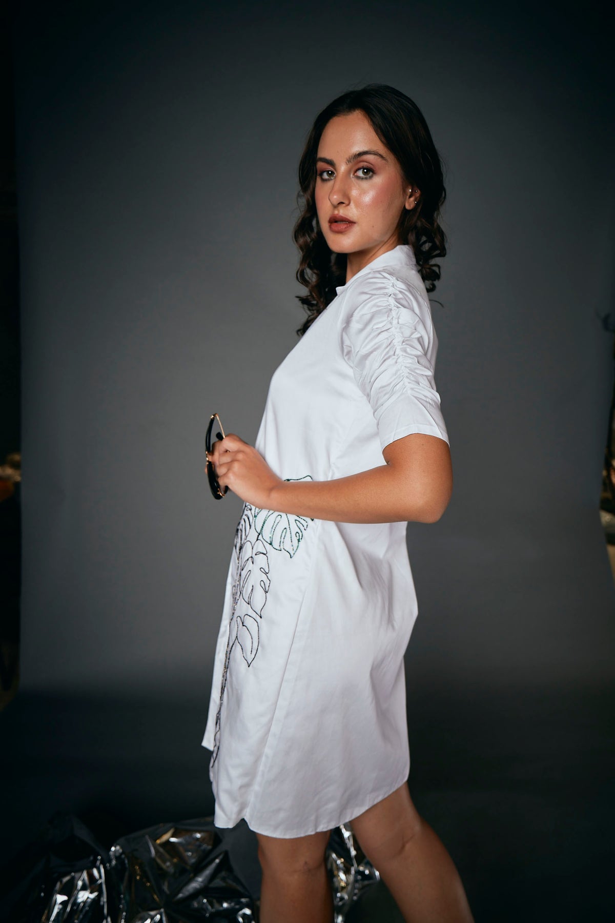 PALM LEAF SHIRT DRESS