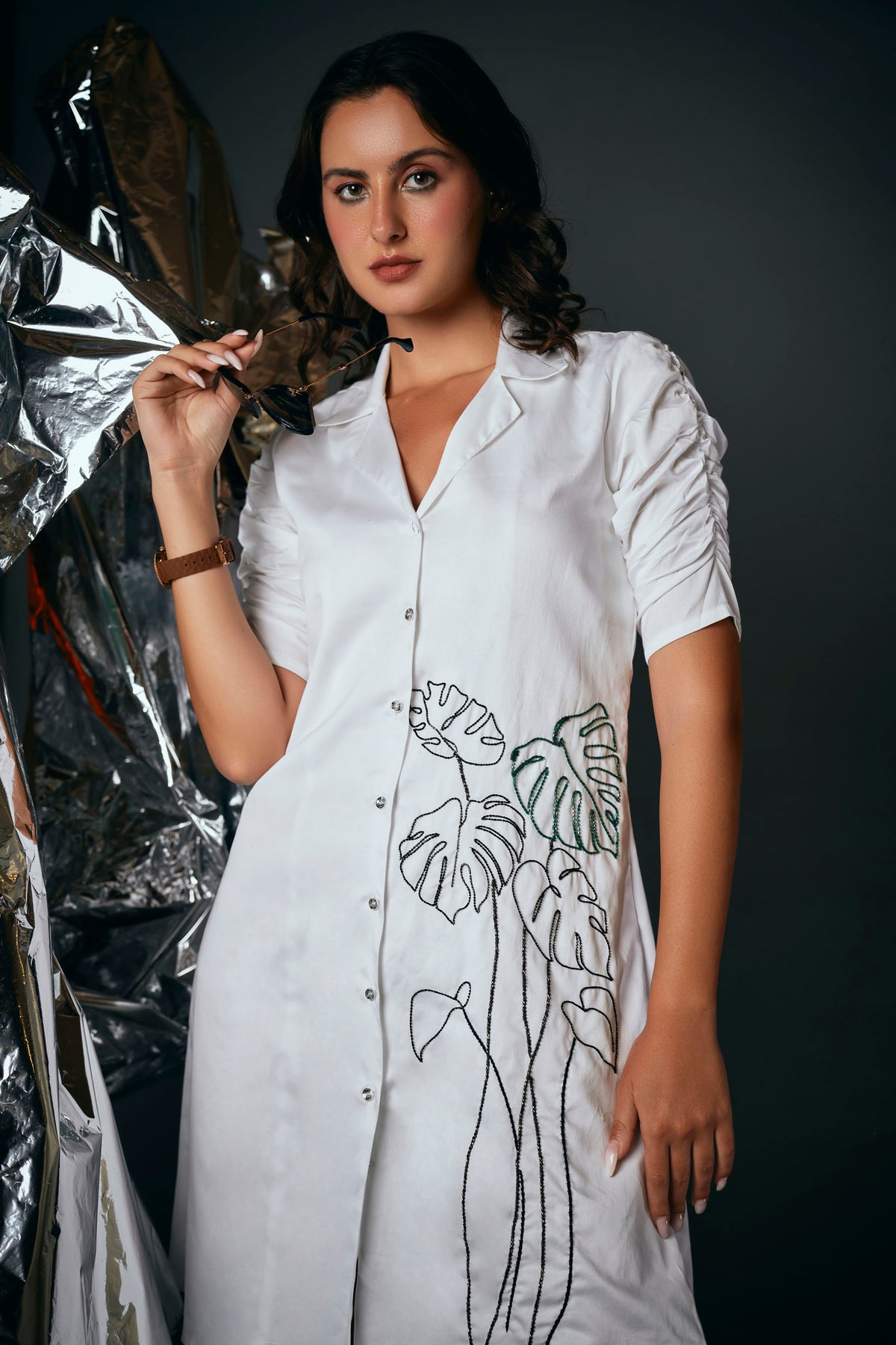 PALM LEAF SHIRT DRESS