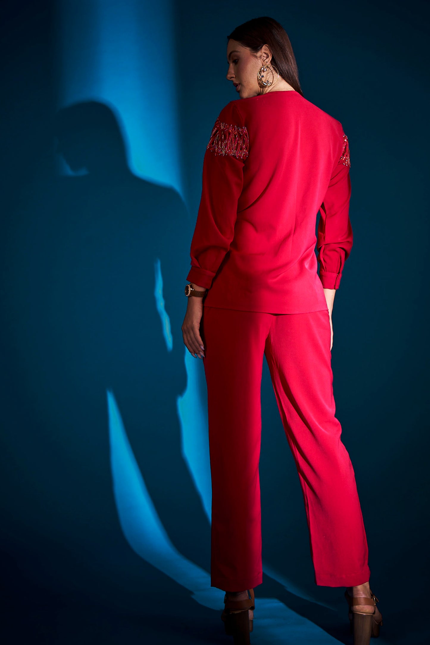RED CUTWORK CO-ORD SET