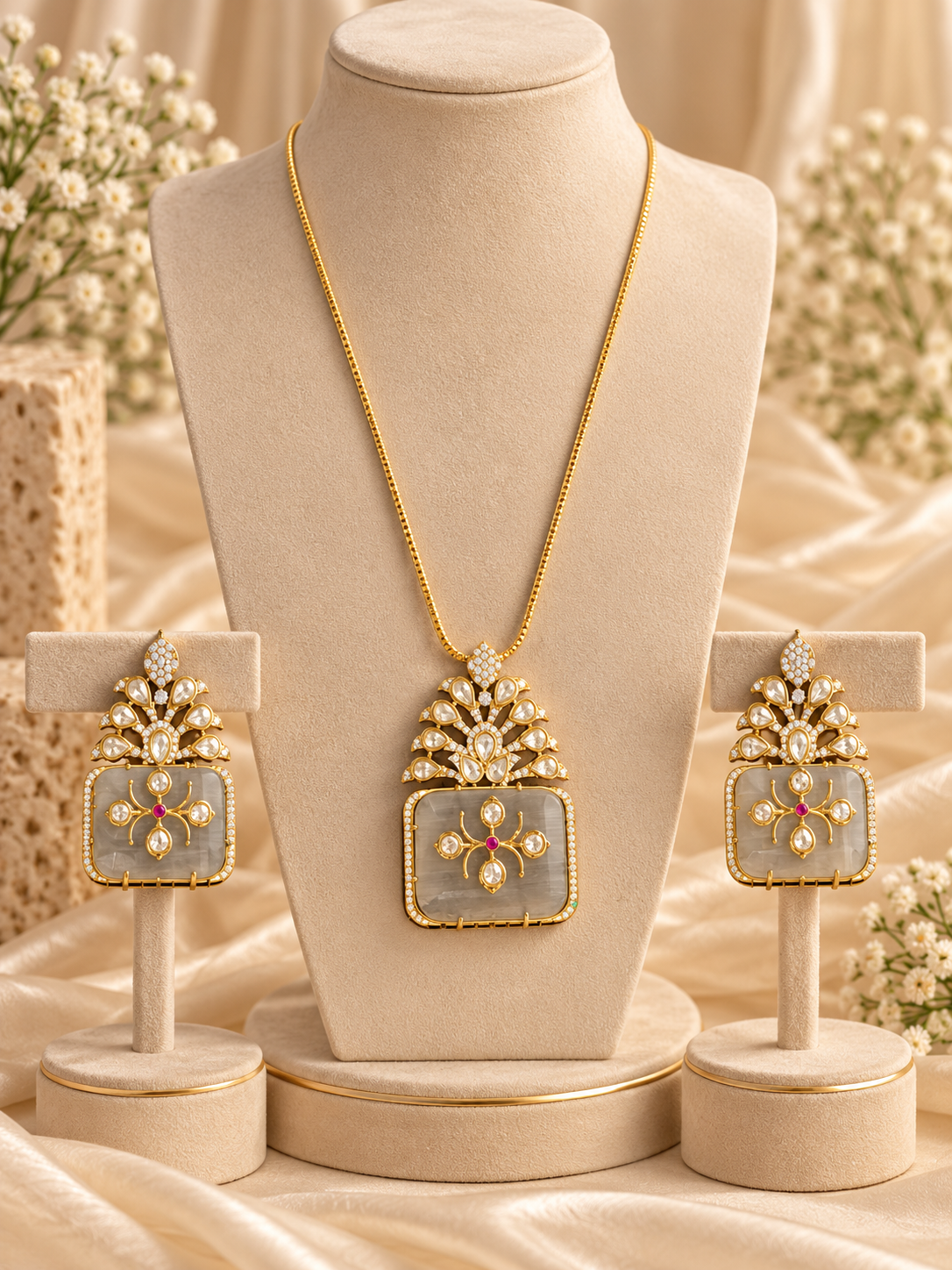 Royal Grey Kundan Necklace