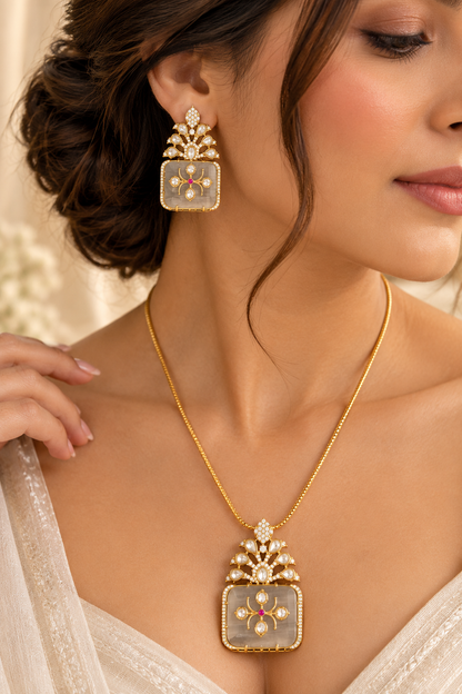 Royal Grey Kundan Necklace