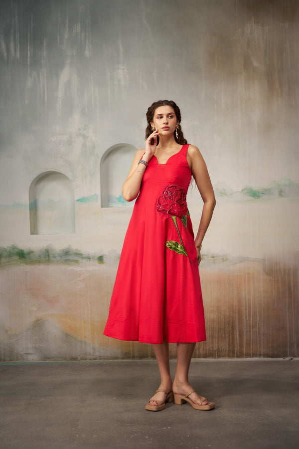 Radiant Raspberry Fit-and-Flare Dress