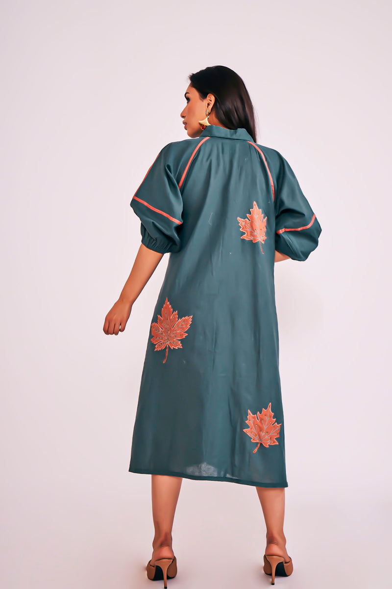 MAPLE LEAF APPLIQUE DRESS