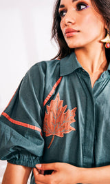 MAPLE LEAF APPLIQUE DRESS