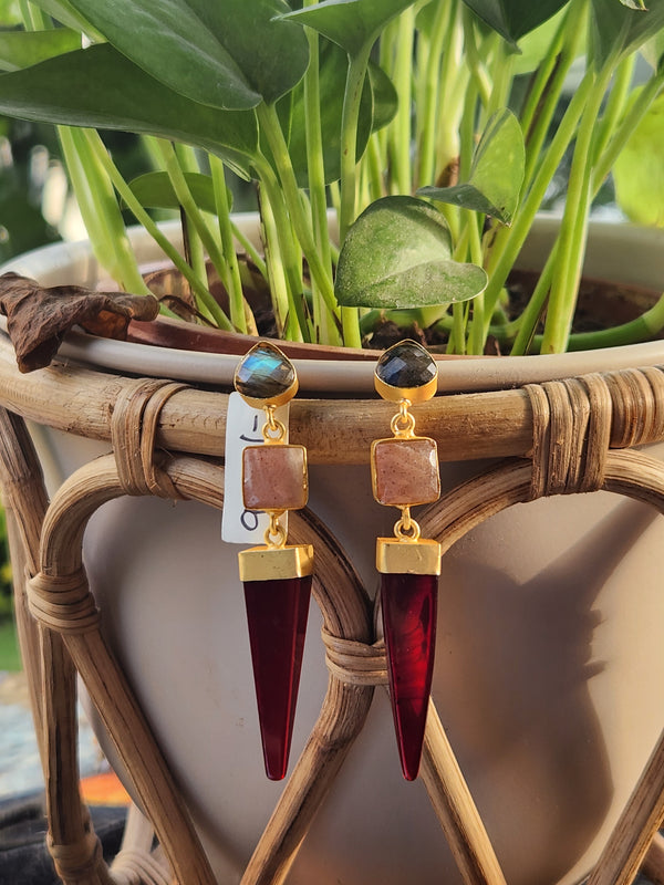 Red Pyramid Earrings