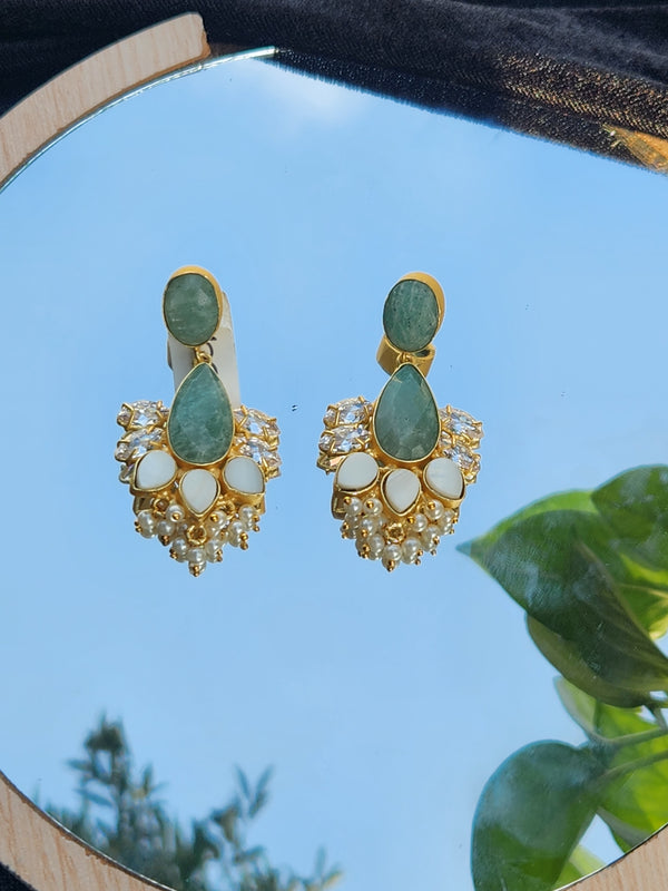 Crystal Teardrop Green Earrings