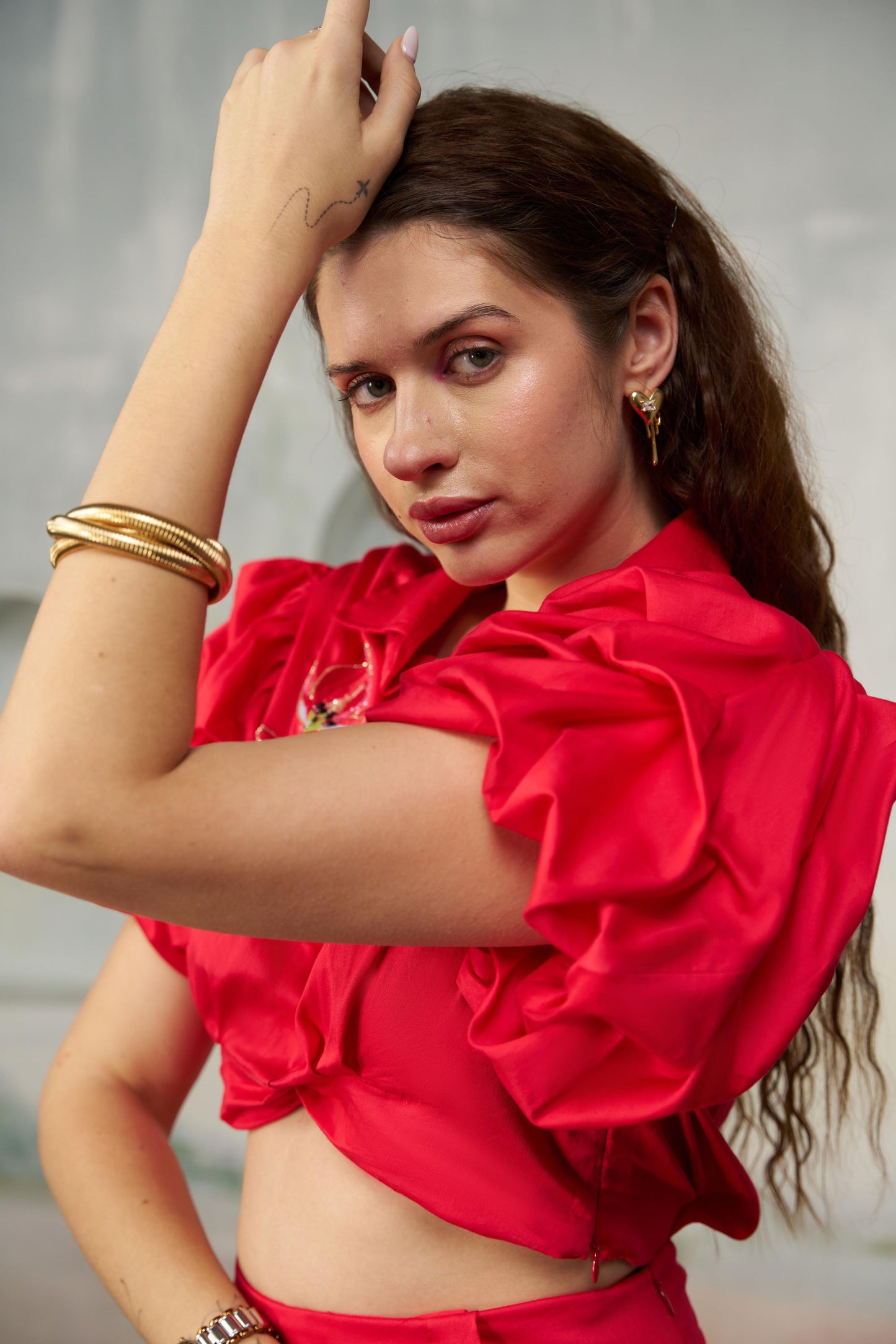 Red Floral Embroidered Set