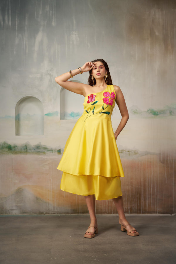 Sunny Yellow One-Shoulder Dress