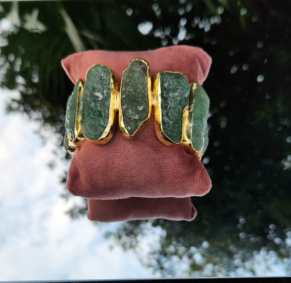 Raw Gemstone Gold-Plated Cuff