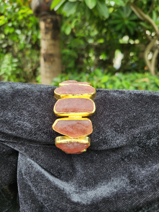 Pink Stone Bezel Cuff